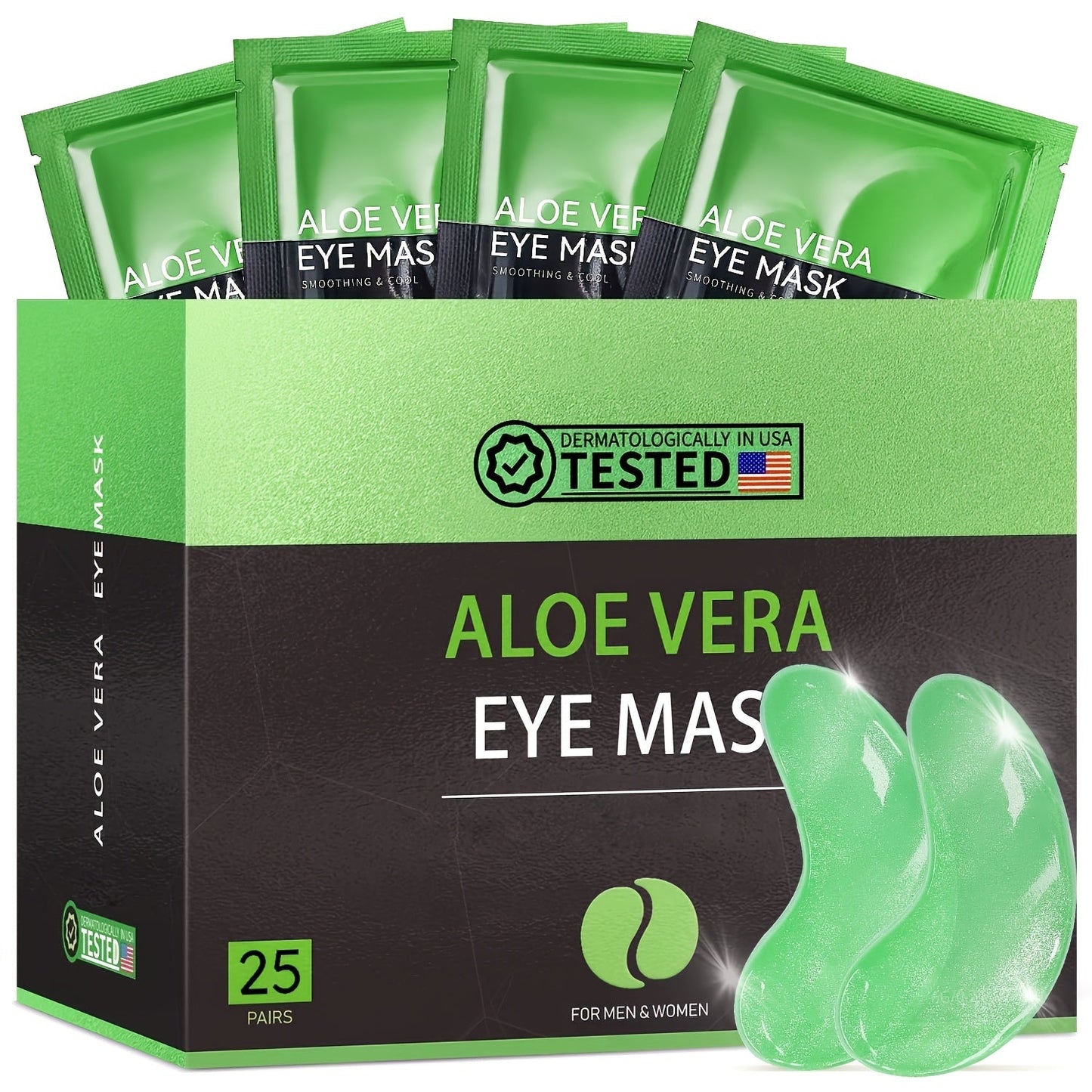 25-Pair Under-Eye Patch Set with Individually Packed Caffeine, Hyaluronic Acid or Aloe Vera Formula Options