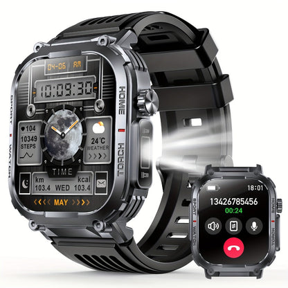 Smartwatch for Men 2.02 Inch with LED Flashlight, Wireless Calling and Activity Tracking for Outdoor Use
