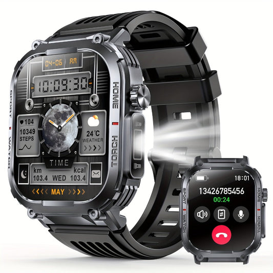 Smartwatch for Men 2.02 Inch with LED Flashlight, Wireless Calling and Activity Tracking for Outdoor Use