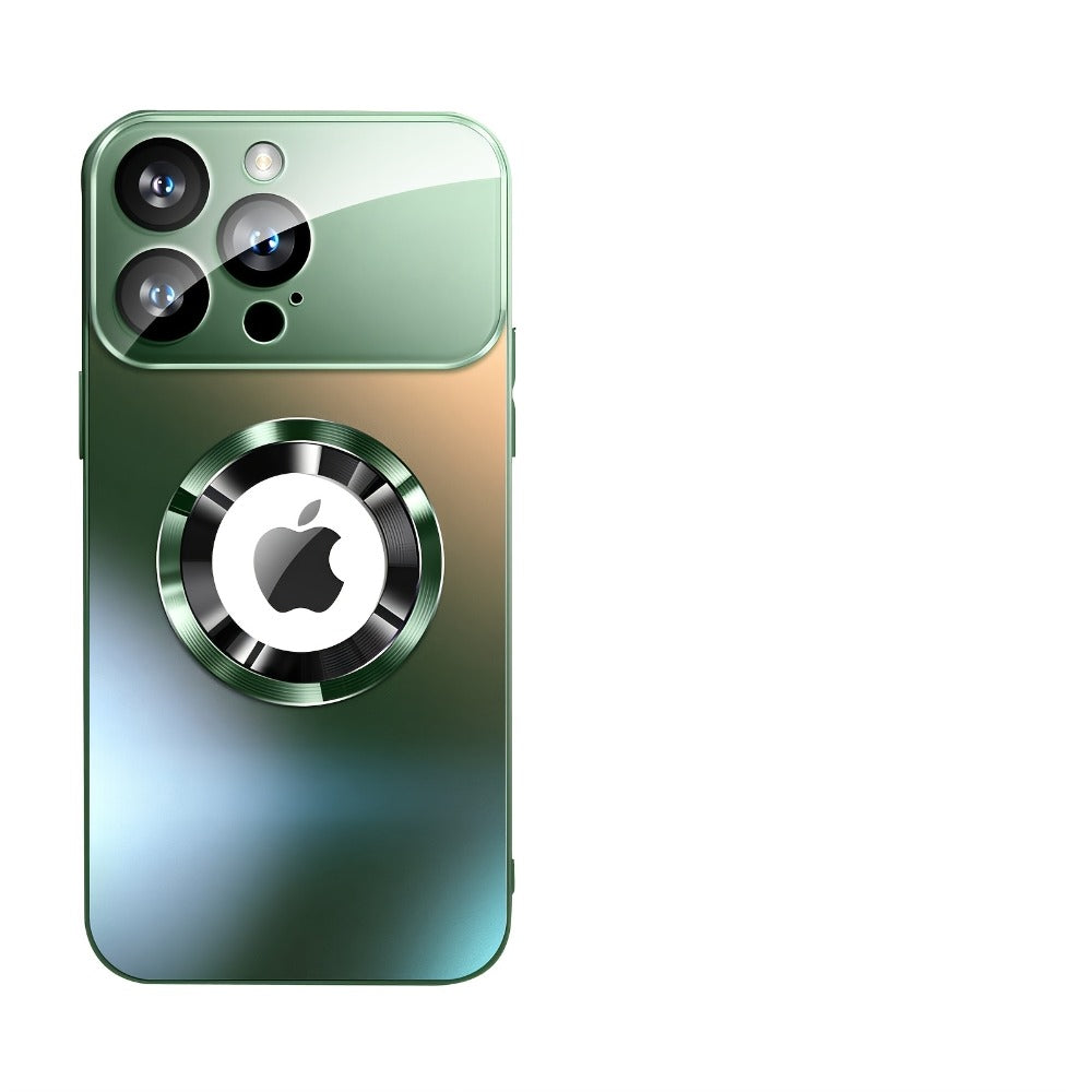 Phone Case Matte Titanium-Finish Magnetic Cover with Built-In Glass Lens Protector for Select iPhone Models