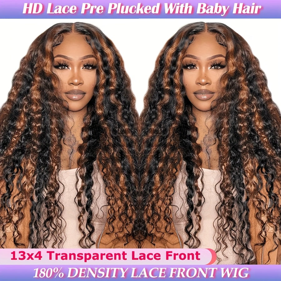 Deep Wave Human Hair Wig with 13x4 HD Lace Front, 180% Density and 14-34 Inch Length Options
