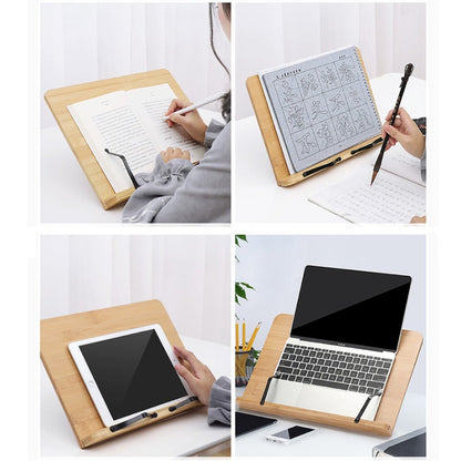 Adjustable Foldable Book Stand with Three Checkout Styles, Page Clips and 11 x 7.9-Inch Reading Panel