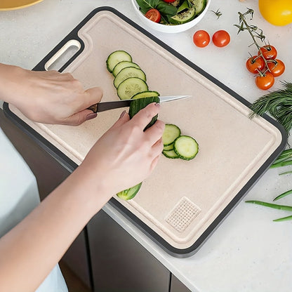 Large Cutting Board for Kitchen – Double Sided Food Grade Stainless Steel & Wheat Straw PP, Non-Slip, Easy to Clean, 16 x 11 Inch Heavy Duty Chopping Board