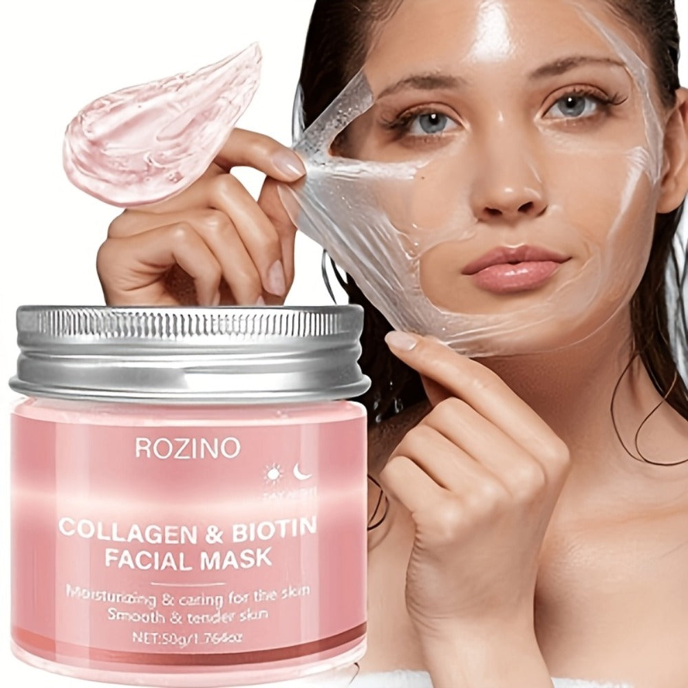 Biotin Collagen Face Mask 50g, Hydrating Anti-Aging Skin Firming Mask, Day & Night Brightening Treatment, Smooths Wrinkles & Plumps Skin for Youthful Radiant Complexion – Ideal Skincare Gift for Women