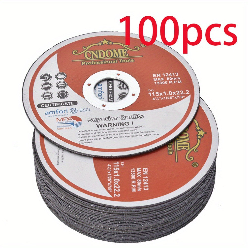 Cut-Off Wheels 100-Pack 4-1/2 Inch Aluminum Oxide Cutting Discs - 0.040" Thin Kerf, 7/8" Arbor, 13300 RPM for Angle Grinder, Metal, Stainless Steel & Steel Cutting, A60TBF Grade Bulk Set