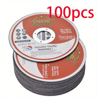 Cut-Off Wheels 100-Pack 4-1/2 Inch Aluminum Oxide Cutting Discs - 0.040" Thin Kerf, 7/8" Arbor, 13300 RPM for Angle Grinder, Metal, Stainless Steel & Steel Cutting, A60TBF Grade Bulk Set