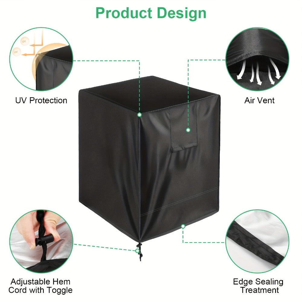 Outdoor AC Unit Cover 30x30x32 Inch Waterproof | Air Conditioner Protector with Drawstring Closure for Condenser & HVAC – All-Weather UV & Rain Shield, 210D Oxford Cloth, Black