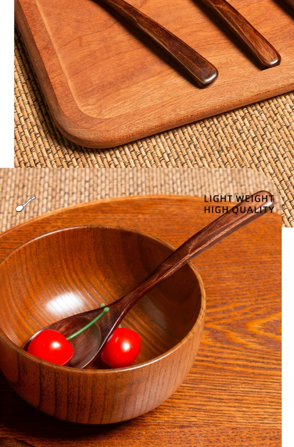 Wooden Spoons for Eating 8pcs – 7.28 Inch Small Wood Teaspoons for Stirring Coffee, Tea, Honey, Cooking & Serving Soup Dessert, Wooden Spoon Set