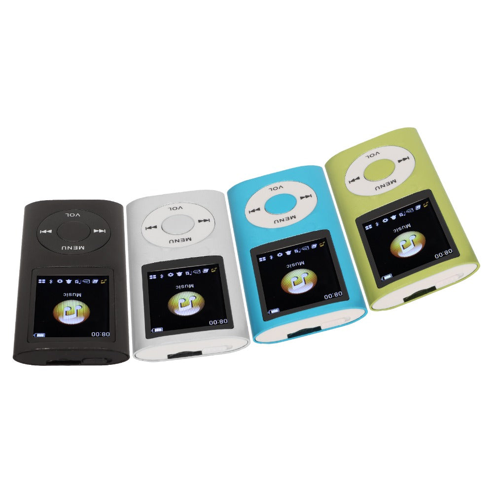 Slim MP3 Player with 64GB Card Support, 1.8-Inch LCD, Earphones and Cable in Silver, Black, Blue or Green