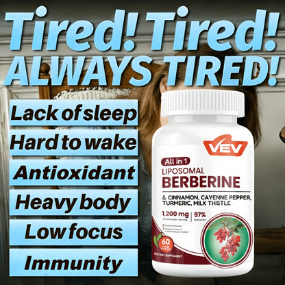 Dietary Supplement Berberine Capsules with Ceylon Cinnamon, Cayenne, Turmeric and Milk Thistle Blend