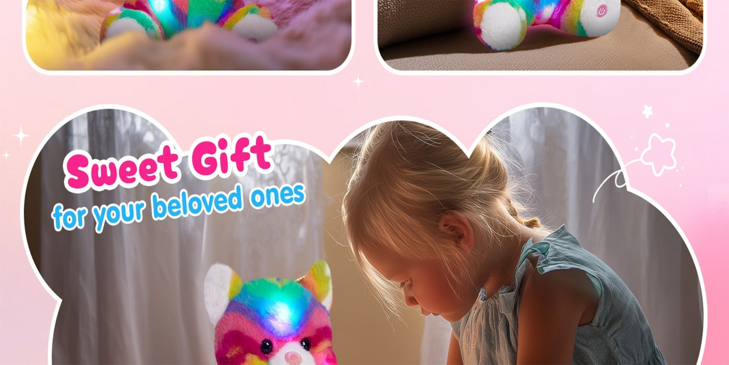 Plush Toy – Rainbow Cat with Glowing Color Points and Music for Bright Interactive Display