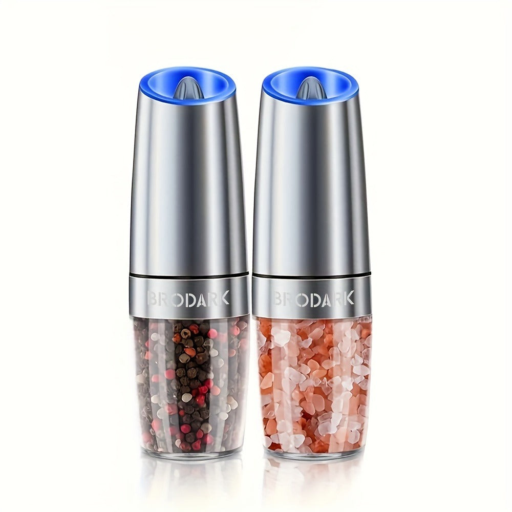 BRODARK Gravity-Activated Spice Grinder with Blue LED, Adjustable Grind and One- or Two-Piece Options