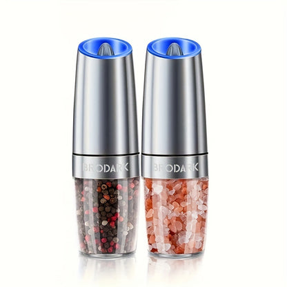 BRODARK Gravity-Activated Spice Grinder with Blue LED, Adjustable Grind and One- or Two-Piece Options