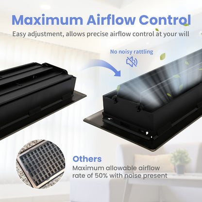 Floor Vent Register Cover 4x10 Inch Walkable Steel Decorative Air Vent Grille Adjustable for Entryways, Bedrooms and Living Spaces