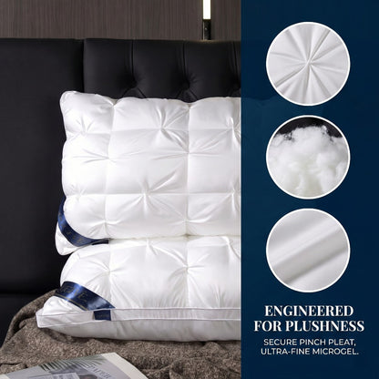 Two-Piece Bed Pillow Set in Six Colors and Queen or King Checkout Sizes for Bedroom Use for Home and Everyday Use