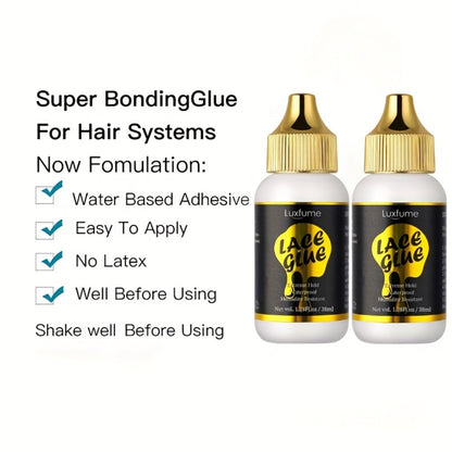 Lace Glue for Wigs Strong Hold Invisible Bonding Adhesive Waterproof Extreme Hold Fast Drying Lace Front Wig Glue for Daily Wear Styling 2pcs Set