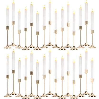 Candle Holder Set 30-Piece Metal Taper Stands in Three Heights with Gold, Silver or Black Finish Options