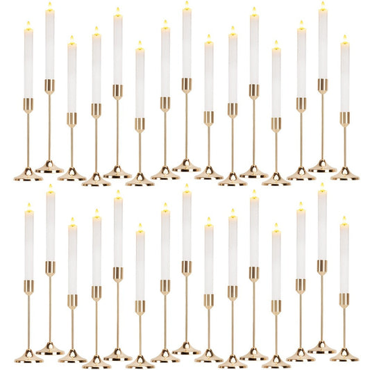 Candle Holder Set 30-Piece Metal Taper Stands in Three Heights with Gold, Silver or Black Finish Options