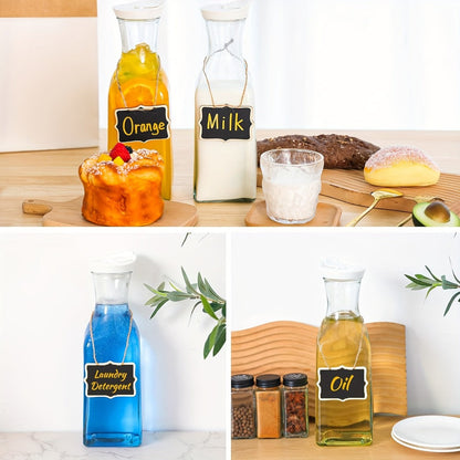 Four-Piece 1.5-Liter Glass Carafe Set with Lids for Iced Tea, Cold Brew, Milk and Chilled Beverages