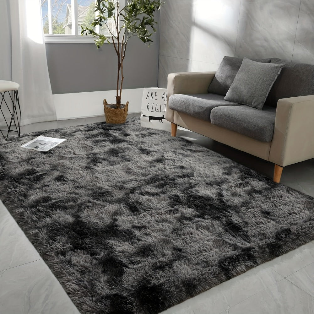 Shaggy Area Rug Soft Plush Fuzzy Carpet Non-Slip Tie-Dye Design for Bedroom Living Room Nursery Dorm — Pet Friendly Machine Washable Multiple Sizes & Colors
