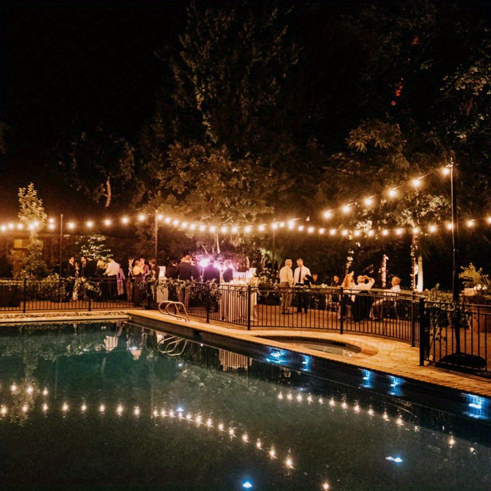 Solar Bulb String Lights in Warm White with ST38-Style Bulbs and 50- or 100-Foot Length Options