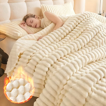 Reversible Faux Rabbit Hair Blanket in Four Colors and Five Sizes from 39 x 60 to 108 x 90 Inches