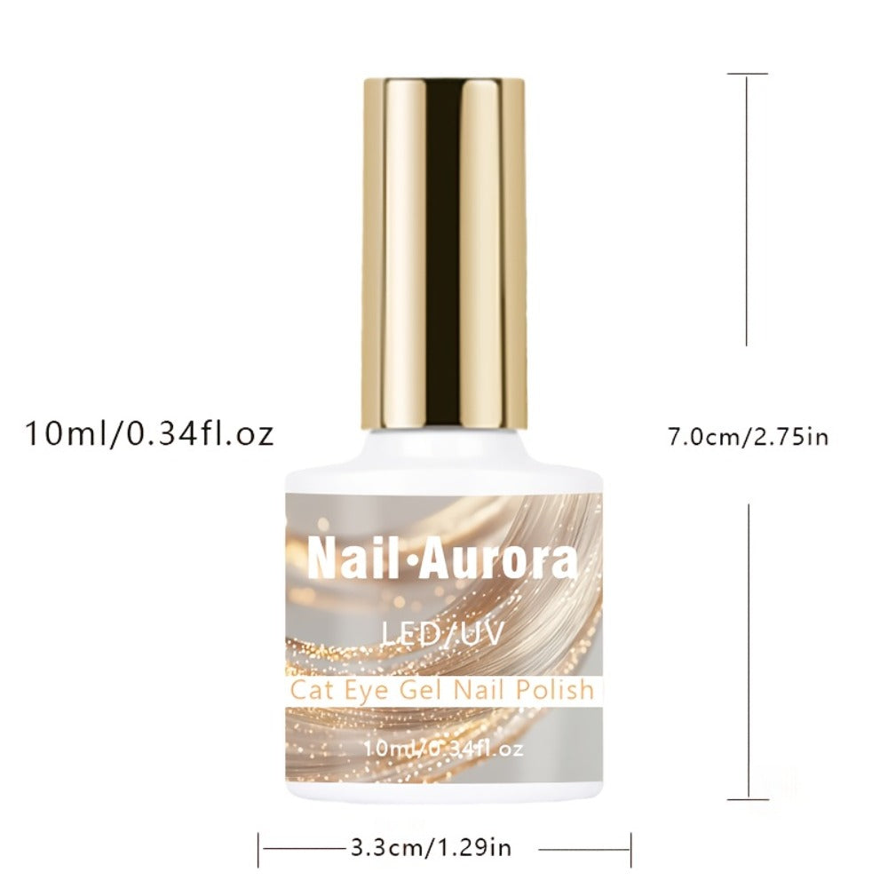10ml Golden Glitter Cat Eye Gel Polish with Magnetic Color Effect and UV/LED Lamp Curing Label