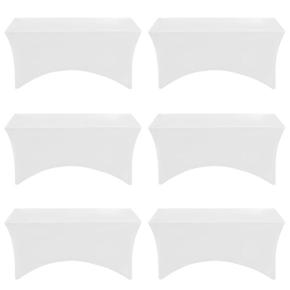 6 Pack Spandex Table Covers for 6ft Rectangular Tables – Fitted Stretch Tablecloths Wrinkle Resistant Washable Reusable for Wedding Party Banquet