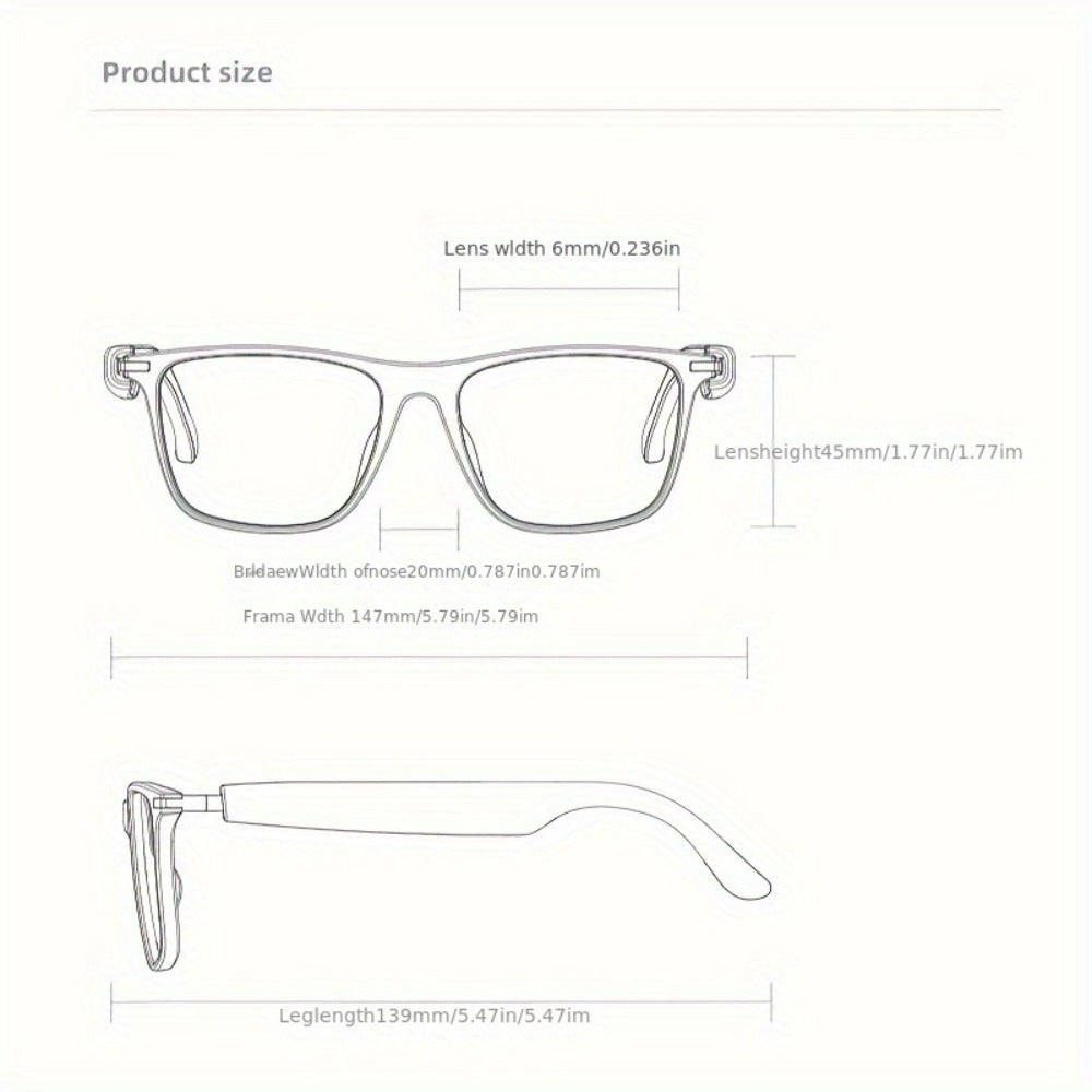 Smart Glasses 160-Language Translation Eyewear with Bluetooth 5.3 Open-Ear Audio and 18 Frame Options