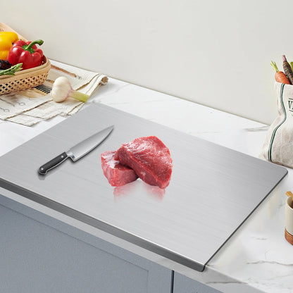 Stainless Steel Cutting Board – 304 Grade Butcher Block Rolling Board, Large Kitchen Chopping Board for Meat, Vegetables & Bread, Non-Slip Household Kitchen Supplies