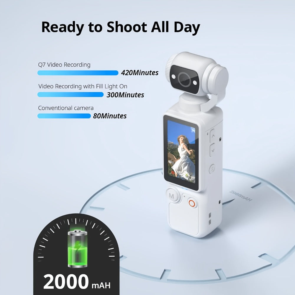 4K Pocket Camera with 180° Rotating Lens, 100MP, 2000mAh Battery & 32GB Card – 1.9" Screen, USB-C Charging, Webcam Function, Mini Compact Cam for Outdoor Sports, Cycling & Vlogging