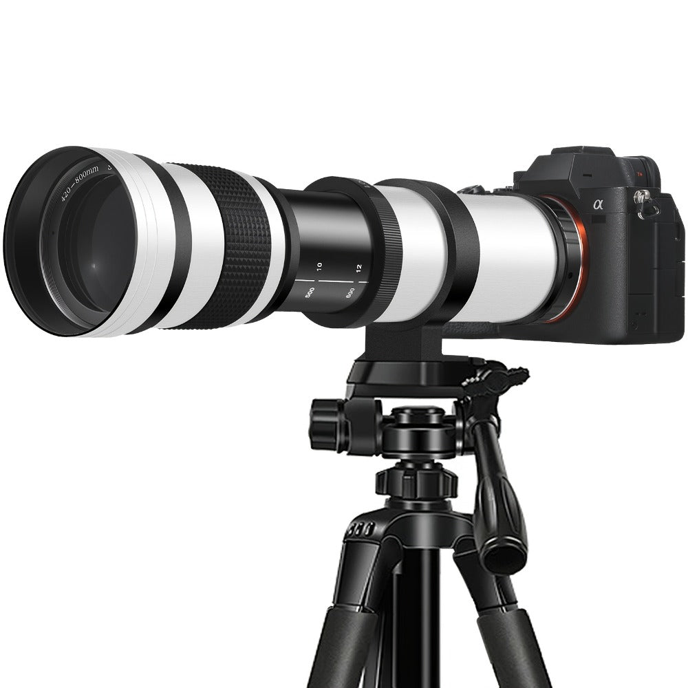420-800mm High-Power Telephoto Zoom Lens F8.3-16 for Canon EF Mount DSLR Cameras Manual Focus T-Mount Adapter Included Compatible with Multiple Camera Models for Wildlife Bird Moon Photography