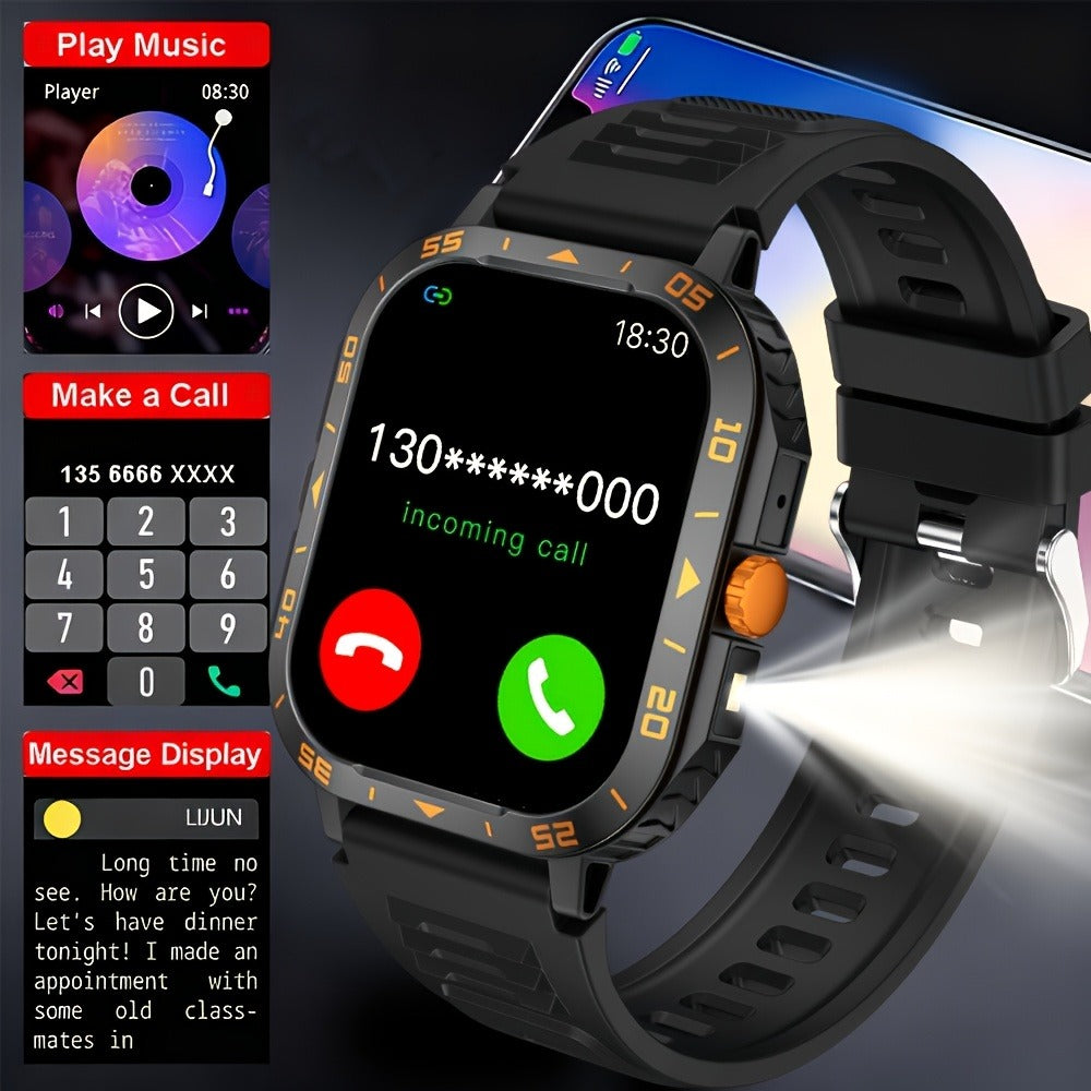 Smartwatch with Music Player Stopwatch LED Lighting Wireless Calling Multi Sport Mode Heart Rate Sleep Fitness Tracker iPhone Android Compatible Men Women Gift Black Gold Metal Strap