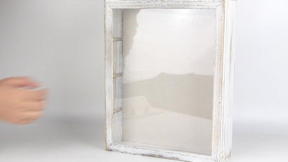 Shadow Box Frame with Linen Back, Large Rustic Memory Display Case 11x14 & 12x16 Inch for Photos
