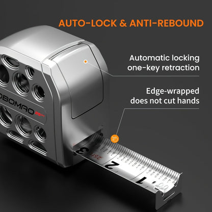 25-Foot Stainless Steel Measuring Tape with Self-Locking Blade, Magnetic Bottom and Hollow Silver ABS Housing