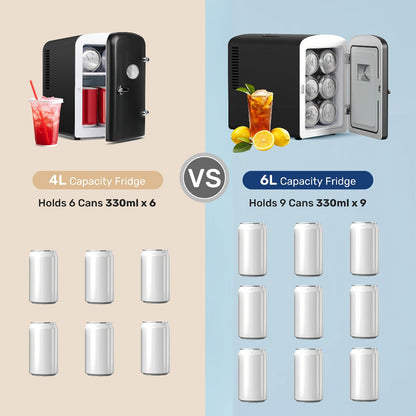 Mini Fridge Portable Cooler & Warmer 9-Can 1.59 Gal with Window – Compact Skincare Refrigerator & Beverage Cooler with Cooling and Heating Function for Bedroom Office Car Travel Dorm Room