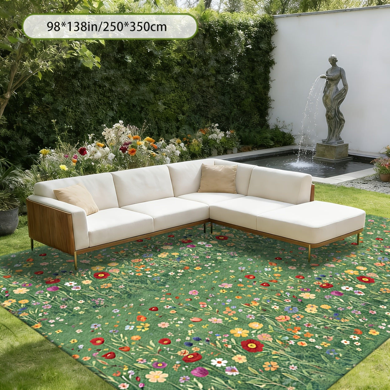 Washable Area Rug Anti-Slip Foldable Outdoor Indoor Mat for Patio Living Room Garden Pool Beach Camping Picnic – Machine Washable Easy Clean