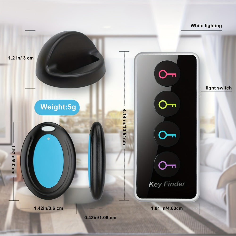 4-Receiver Wireless Key Finder 100ft Range with LED Flashlight – RF Item Locator for Keys Phones Wallets TV Remotes, No App No Bluetooth, Senior-Friendly, 1 Transmitter Included