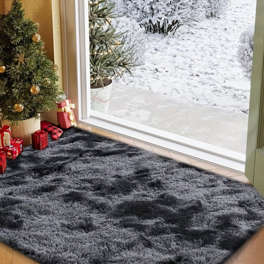 Area Rug Tie-Dye Polyester Plush Mat in Four Colors and Two Machine-Washable Sizes for Indoor Rooms