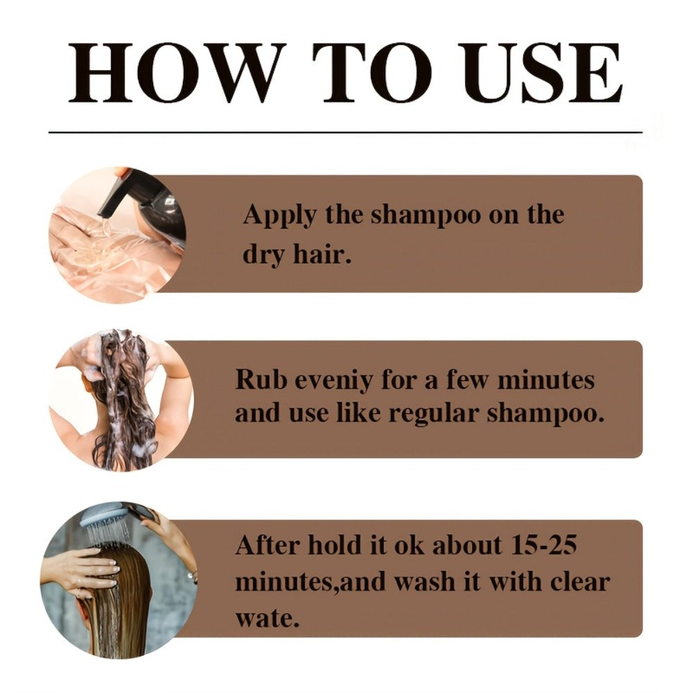 7-in-1 Gray Hair Coverage Color Shampoo with Ginger Oil Biotin & Rosemary — Gentle Scalp-Safe Formula, No Ammonia, Long-Lasting Color, 3 Shades Brown Chestnut Brown Black, Men & Women