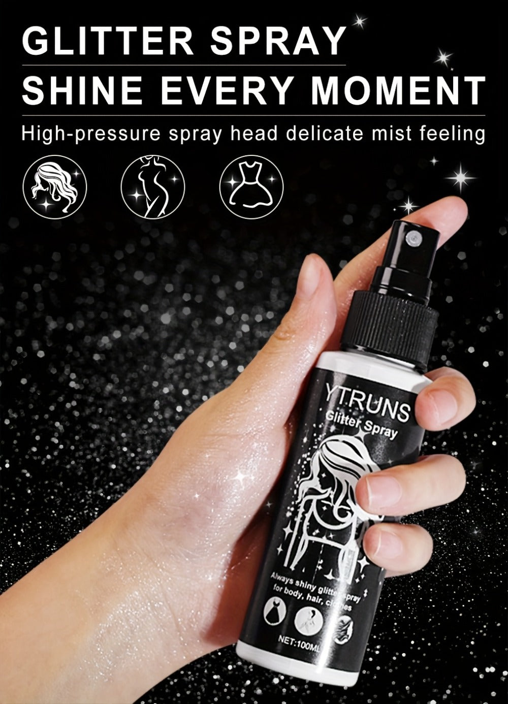 Two- or Three-Piece Body Glitter Spray Set for Hair and Skin in Source-Labeled Pack Options