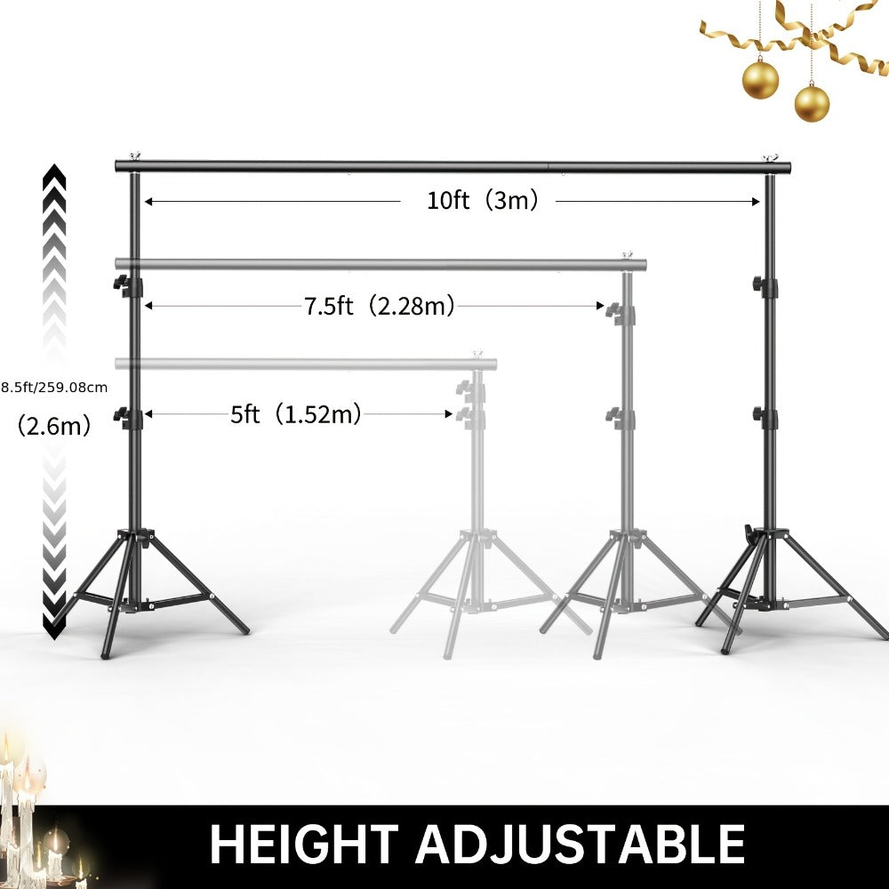 Backdrop Stand 8.5 x 10-Foot Adjustable Tripod Kit with Sectional Crossbars, Four Clips and Carry Bag
