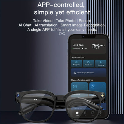 AI Camera Glasses 4K Recording & Real-Time Translation – 163 Languages, 8MP Wide-Angle FPV, 4GB Storage, Wireless Smart Glasses for Travel & Driving