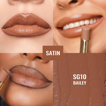 12 g Nude Satin Lipstick Set with Lightweight Cream-to-Satin Formula in Two Checkout Sets for Daily Makeup