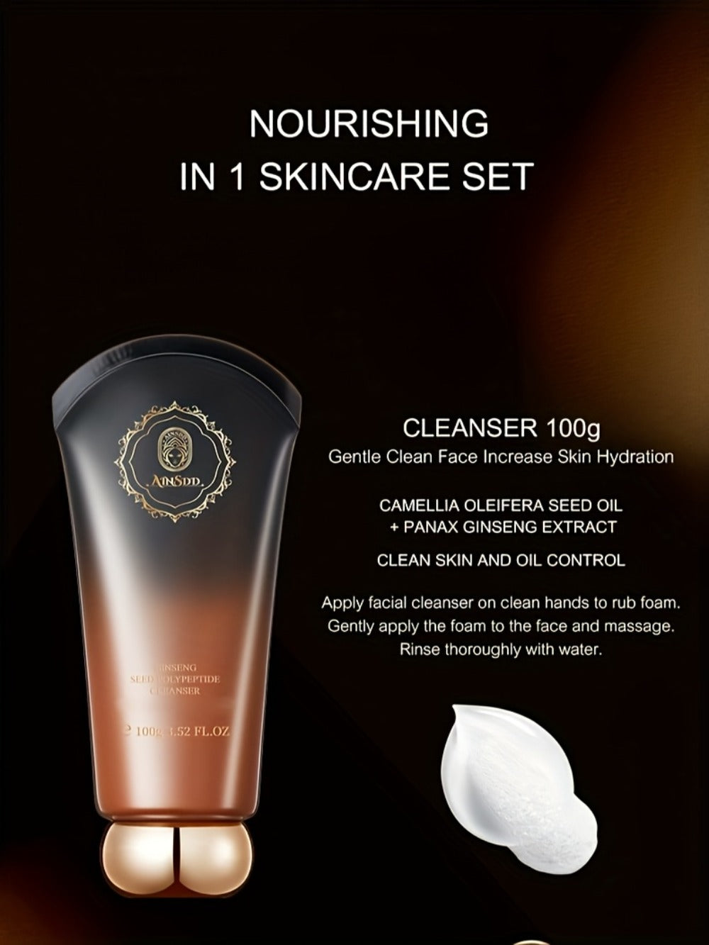12-Piece Ginseng Seed Peptide Skincare Gift Set with Toner, Essence, Lotion, Cream and Eye-Care Collection