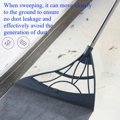 Extra Long Broom 45 Inch – Stainless Steel Handle, Unflagged Bristles, Rubber Sweep for Pet Hair & Debris, Indoor Outdoor Hard Floor Sweeper for Home Office Kitchen