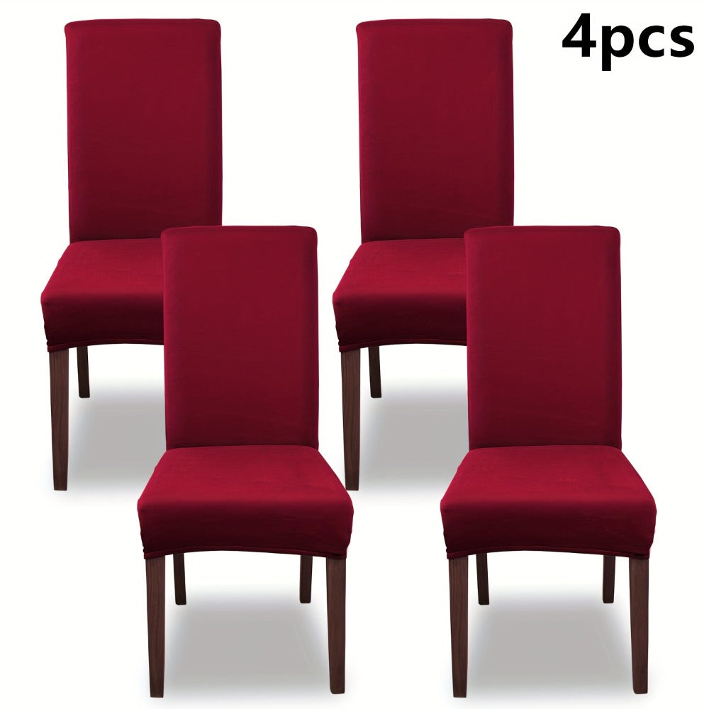 Chair Cover Set of 4 or 6 Stretch Milk-Fiber Dining Slipcovers in Eight Available Color Choices