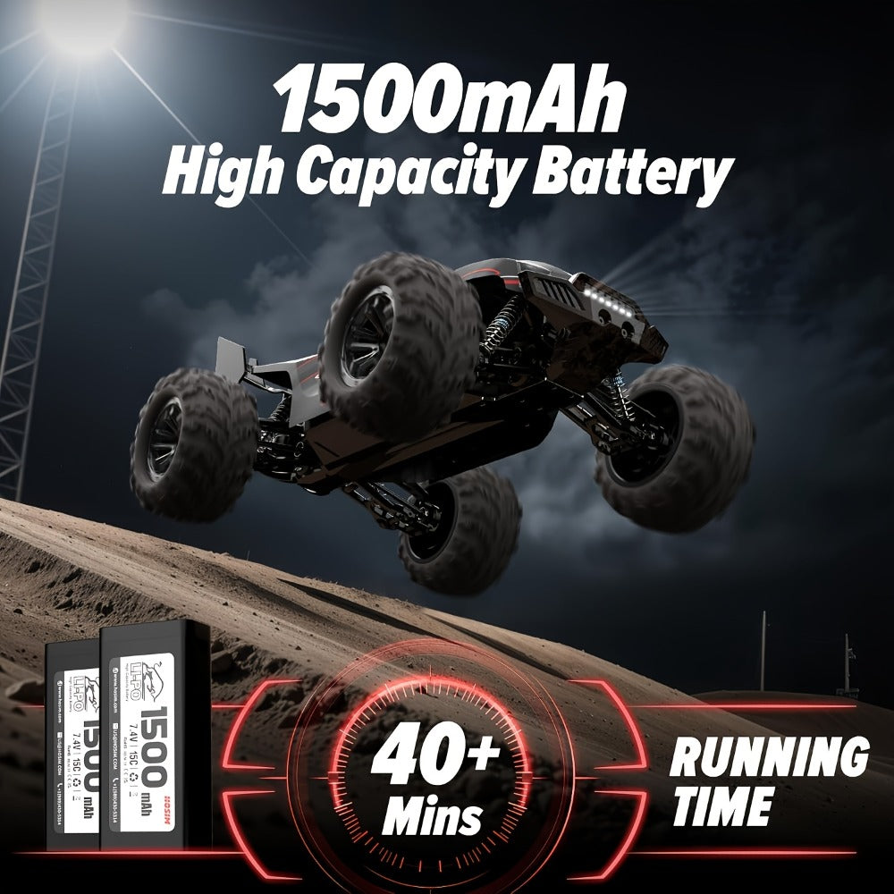 Remote Control Car, 1:18 Scale Alloy Monster Truck with 2.4GHz Control, LED Headlights and Red or Yellow Finish