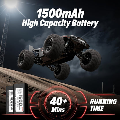 Remote Control Car, 1:18 Scale Alloy Monster Truck with 2.4GHz Control, LED Headlights and Red or Yellow Finish