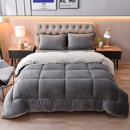 Reversible Quilted Comforter in Light Grey or Dark Grey with 94.49 x 86.61-Inch Listed Size